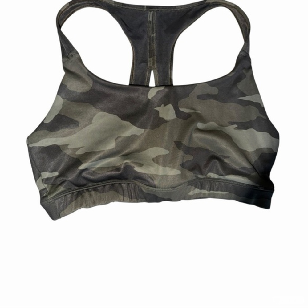 Athleta Olive & Black Camo Racerback Sports Bra